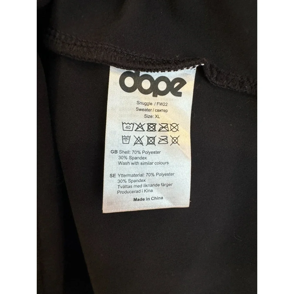 Dope Snuggle Base Layer Top Shirt Ski Black‎ Long Sleeve Men's Size XL